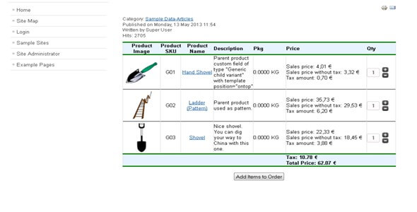 Multi Product Express Order Form Content Plugin